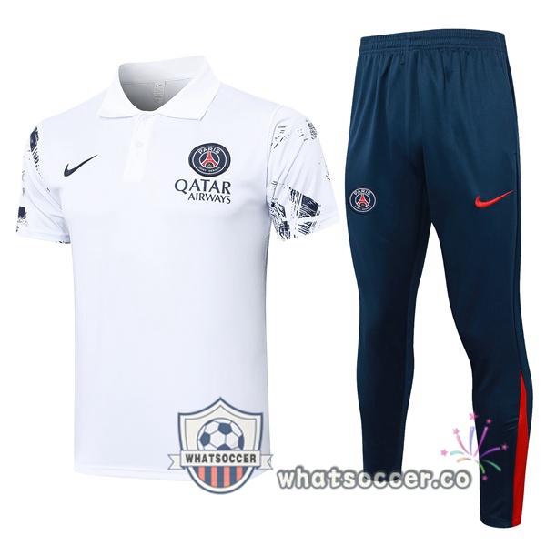 Training Polo Paris PSG + Pants White 2024-2025