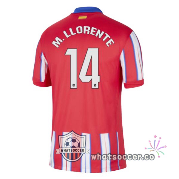 Atletico Madrid (M. LLORENTE 14) Home Soccer Jerseys Red 2024-2025