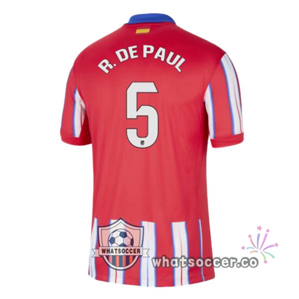 Atletico Madrid (R. DE PAUL 5) Home Soccer Jerseys Red 2024-2025