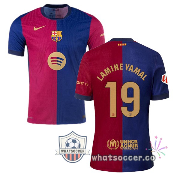 FC Barcelona (LAMINE YAMAL 19) Home Soccer Jerseys Blue Red 2024-2025