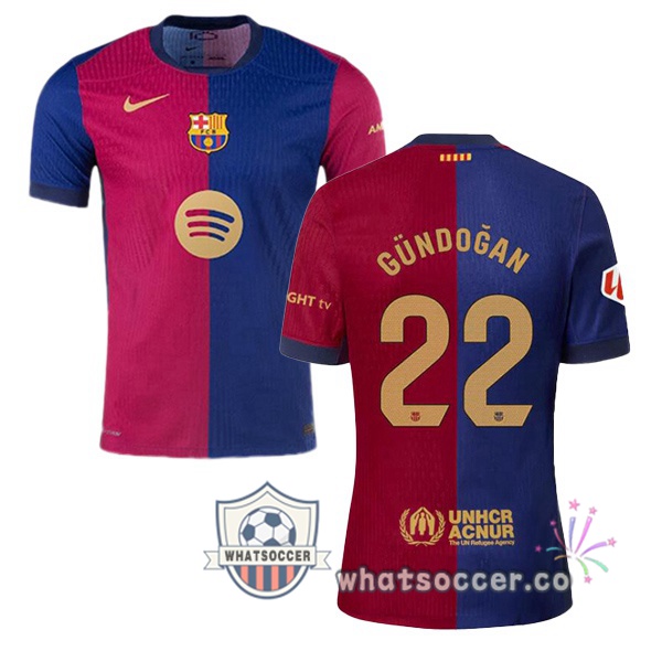 FC Barcelona (GÜNDOĞAN 22) Home Soccer Jerseys Blue Red 2024-2025