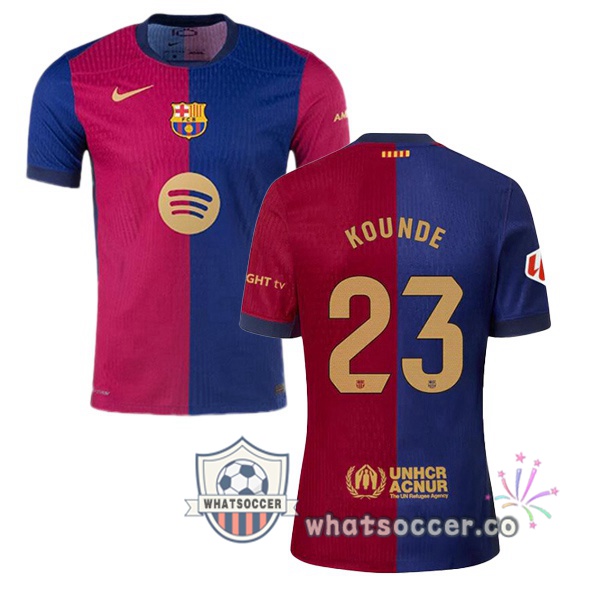 FC Barcelona (KOUNDE 23) Home Soccer Jerseys Blue Red 2024-2025