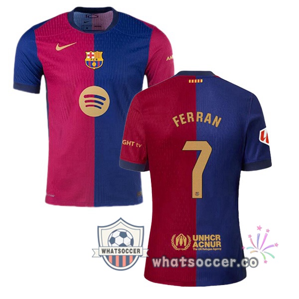 FC Barcelona (FERRAN 7) Home Soccer Jerseys Blue Red 2024-2025