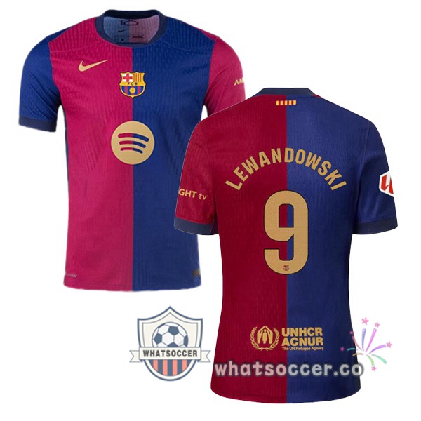 FC Barcelona (LEWANDOWSKI 9) Home Soccer Jerseys Blue Red 2024-2025