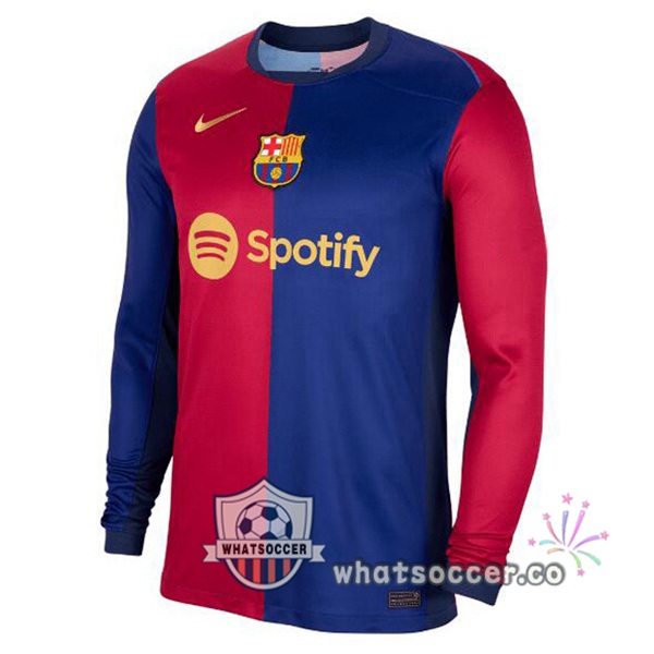 FC Barcelona Home Spotify Soccer Jerseys Long Sleeve Blue Red 2024-2025