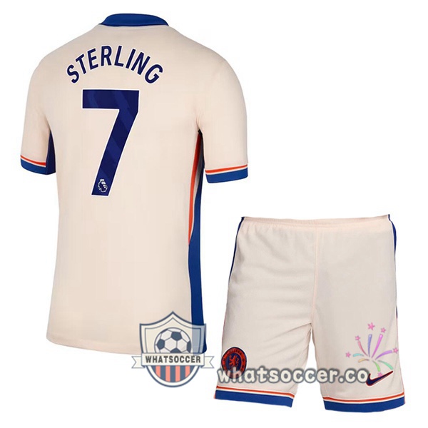 FC Chelsea (Sterling 7) Kids Away Soccer Jerseys Yellow 2024-2025