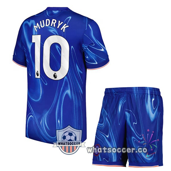 FC Chelsea (Mudryk 10) Kids Home Soccer Jerseys Blue 2024-2025