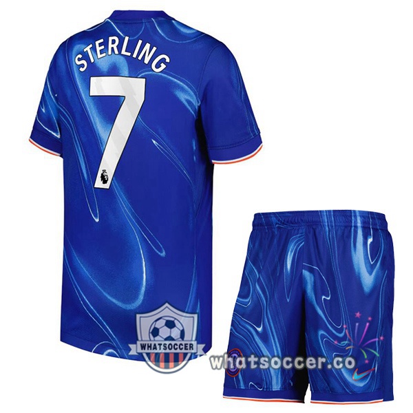 FC Chelsea (Sterling 7) Kids Home Soccer Jerseys Blue 2024-2025
