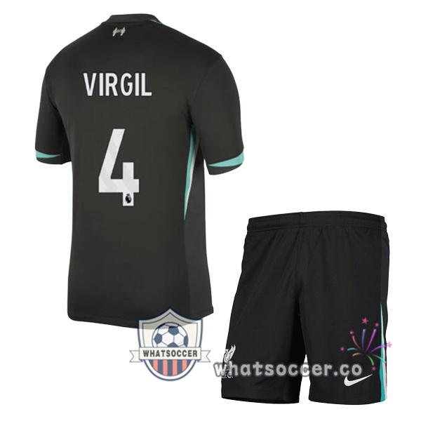 FC Liverpool (VIRGIL 4) Kids Away Soccer Jerseys Black 2024-2025
