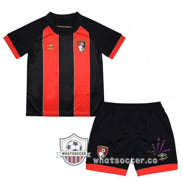 AFC Bournemouth Kids Home Soccer Jerseys Black Red 2024-2025