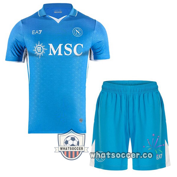 SSC Napoli Kids Home Soccer Jerseys Blue 2024-2025