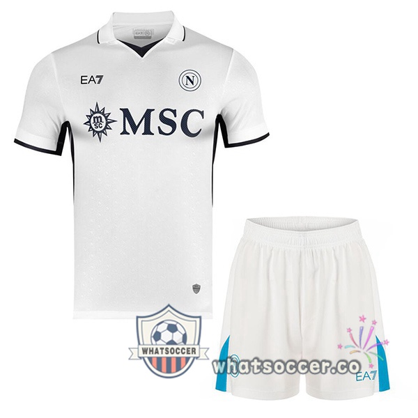 SSC Napoli Kids Away Soccer Jerseys White 2024-2025