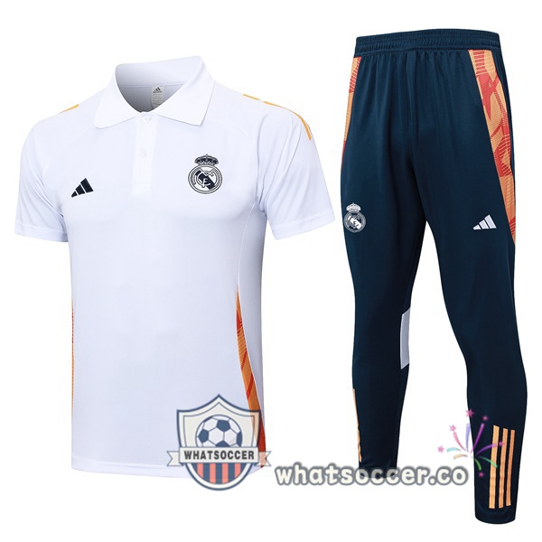 Training Polo Real Madrid + Pants White 2024-2025