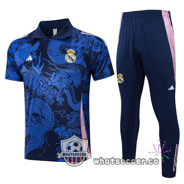 Training Polo Real Madrid + Pants Blue Royal 2024-2025