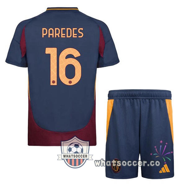 AS Roma (PAREDES 16) Kids Third Soccer Jerseys Blue Royal 2024-2025