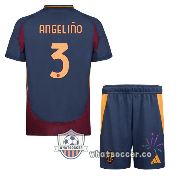 AS Roma (ANGELIÑO 3) Kids Third Soccer Jerseys Blue Royal 2024-2025