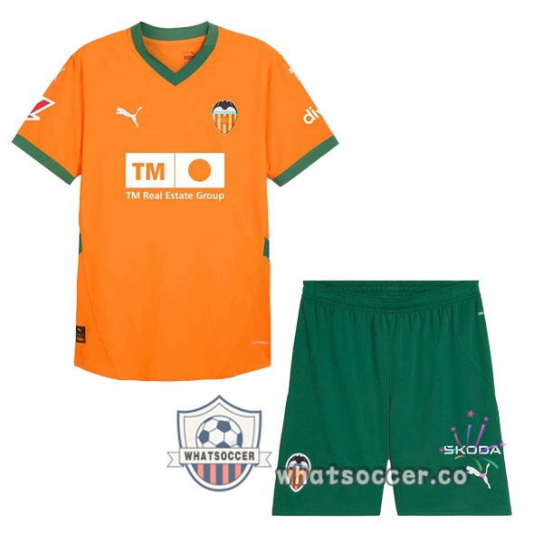 Valencia CF Kids Third Soccer Jerseys Orange 2024-2025