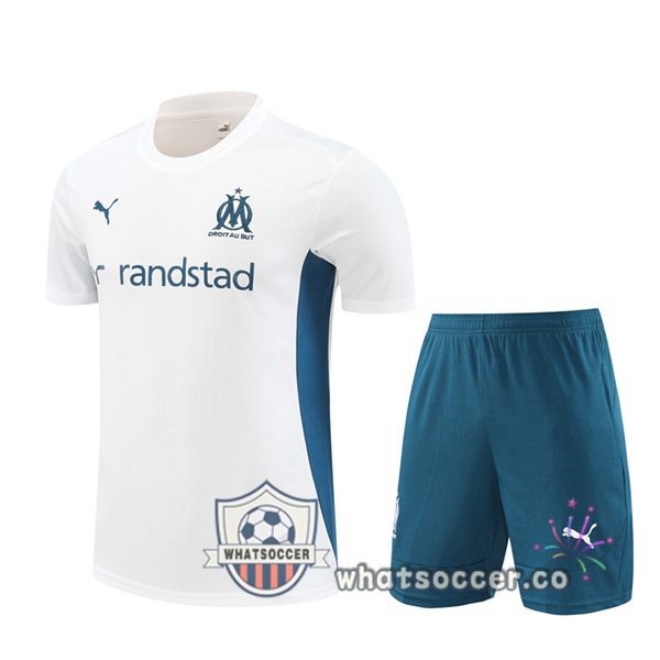 Olympique de Marseille Training T-Shirts + Shorts White 2024-2025