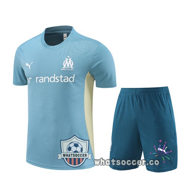 Olympique de Marseille Training T-Shirts + Shorts Blue 2024-2025