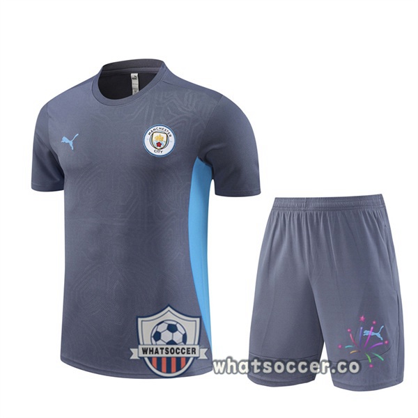 Manchester City Training T-Shirts + Shorts Gray 2024-2025