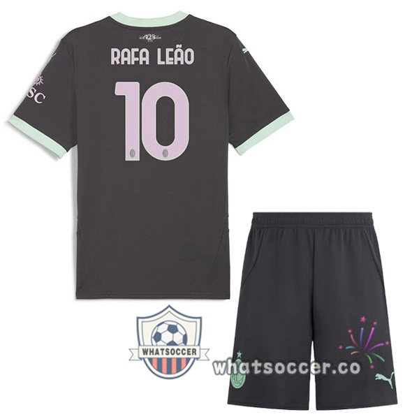 AC Milan (Rafa Leão 10) Kids Third Soccer Jerseys Black 2024-2025