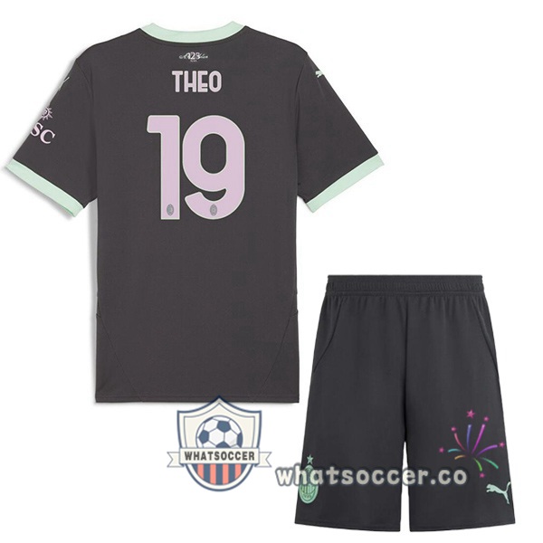 AC Milan (THEO 19) Kids Third Soccer Jerseys Black 2024-2025