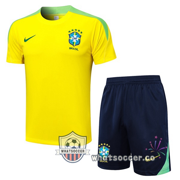 Brazil Training T-Shirts + Shorts Yellow 2024-2025