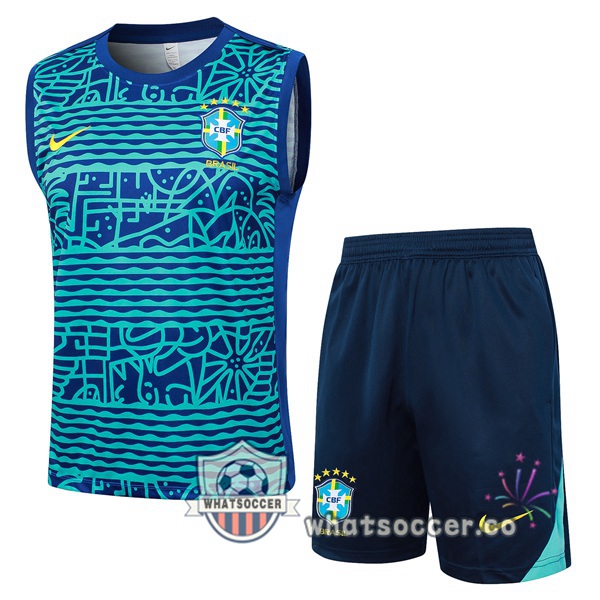 Brazil Soccer Vest + Shorts Blue 2024-2025