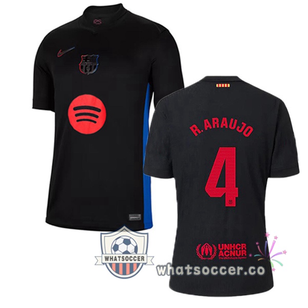 FC Barcelona (R. ARAUJO 4) Away Soccer Jerseys Black 2024-2025