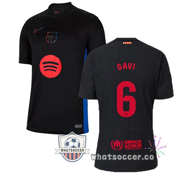 FC Barcelona (GAVI 6) Away Soccer Jerseys Black 2024-2025