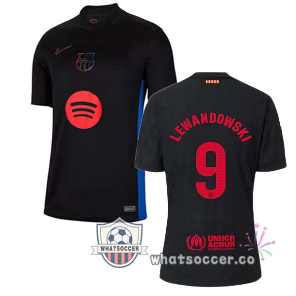 FC Barcelona (LEWANDOWSKI 9) Away Soccer Jerseys Black 2024-2025