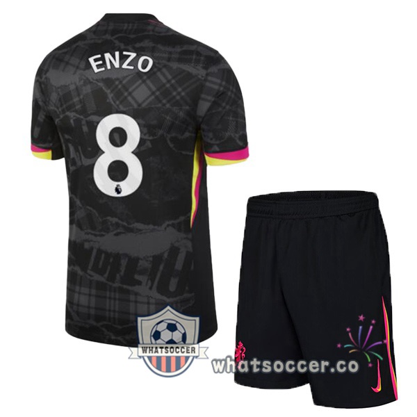 FC Chelsea (Enzo 8) Kids Third Soccer Jerseys Black 2024-2025