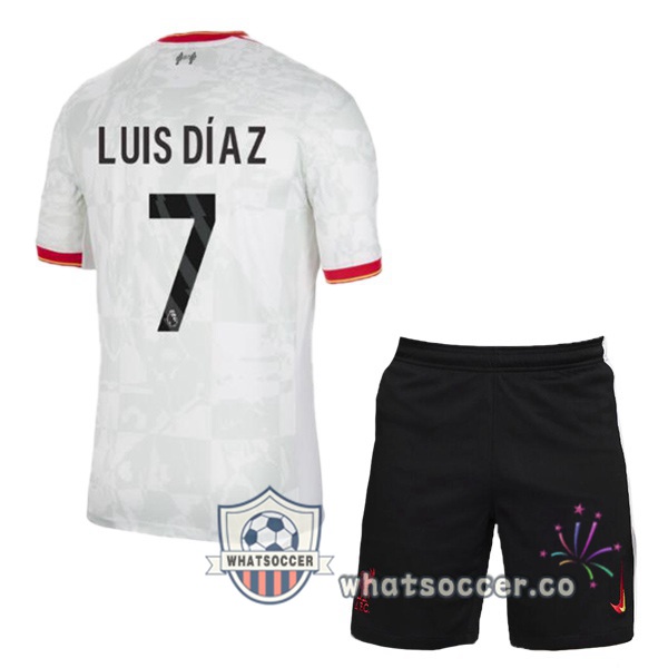 FC Liverpool (LUIS DÍAZ 7) Kids Third Soccer Jerseys White 2024-2025