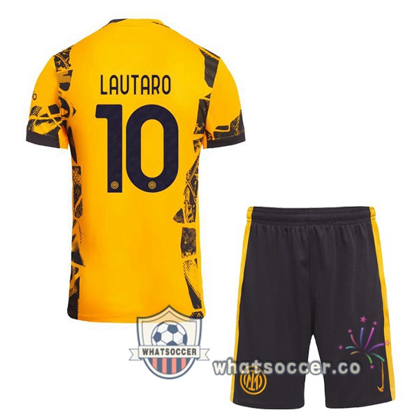 Inter Milan (LAUTARO 10) Kids Third Soccer Jerseys Yellow 2024-2025