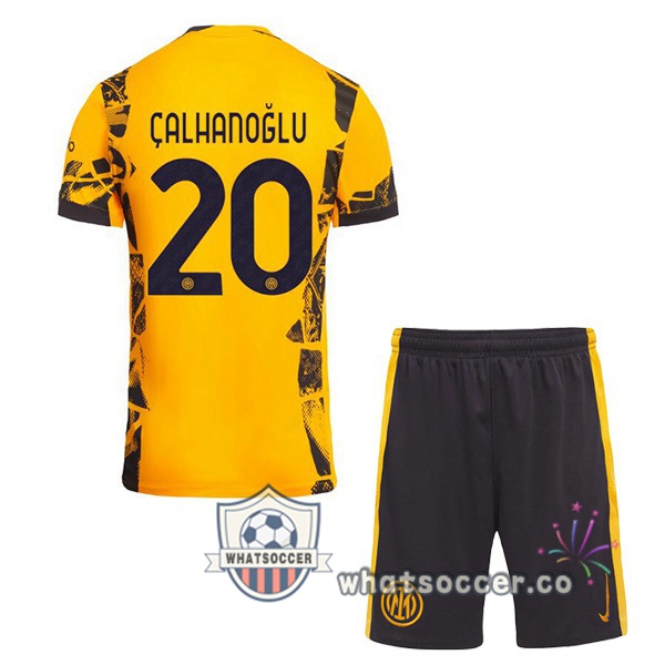 Inter Milan (ÇALHANOĞLU 20) Kids Third Soccer Jerseys Yellow 2024-2025