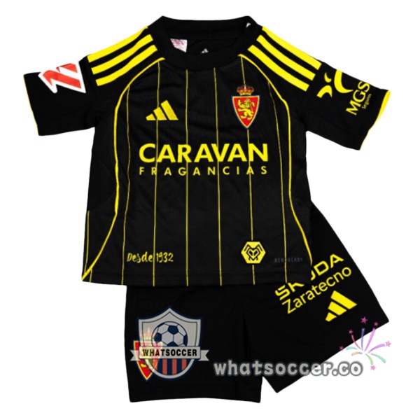 Real Zaragoza Kids Away Soccer Jerseys Black 2025-2026