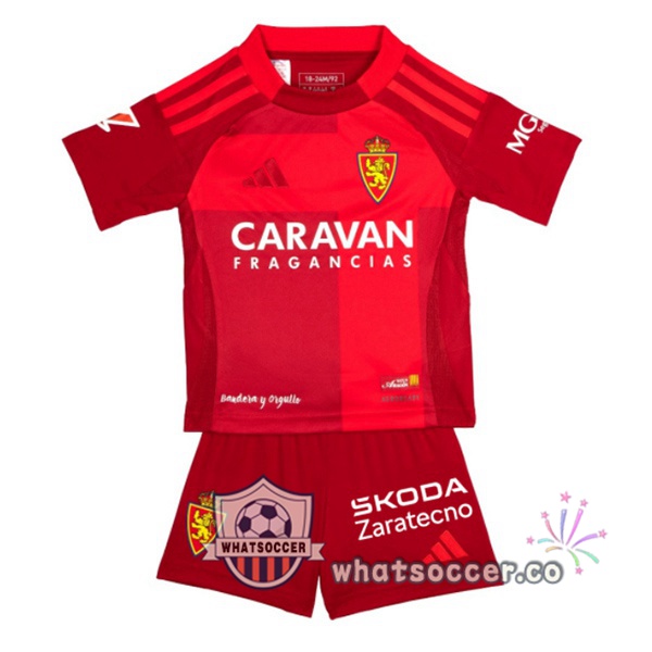 Real Zaragoza Kids Third Soccer Jerseys Red 2025-2026