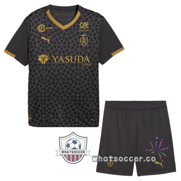 Stade de Reims Kids Third Soccer Jerseys Black 2025-2026