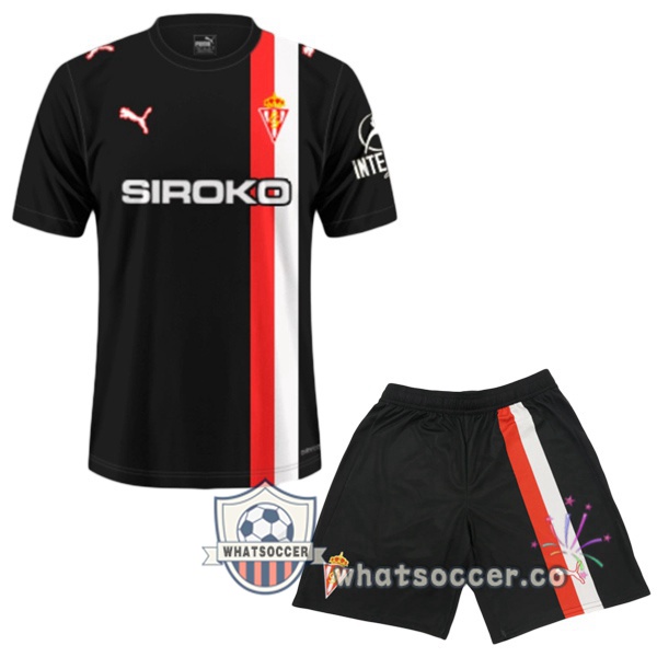 Sporting Gijon Kids Away Soccer Jerseys Black 2025-2026