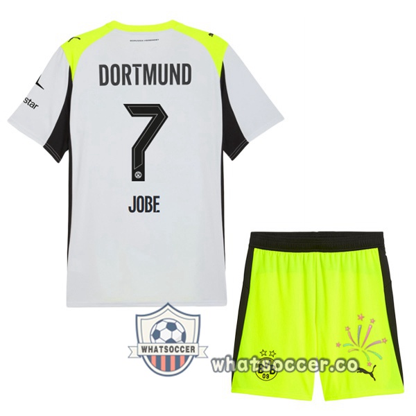 Dortmund BVB (Jobe 7) Kids Away Soccer Jerseys Gray Green 2025-2026
