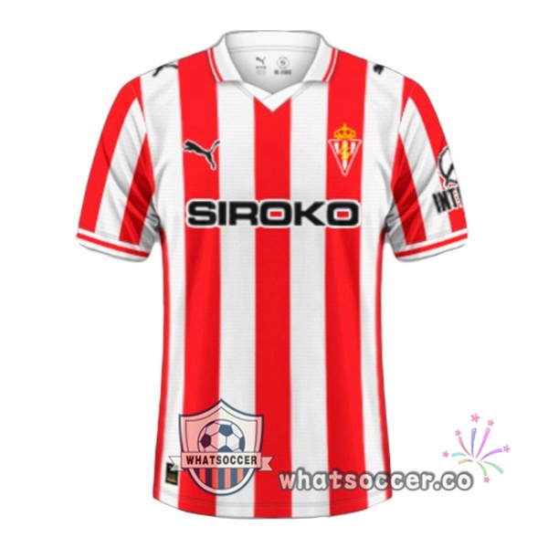 Sporting Gijon Home Soccer Jerseys Red White 2025-2026