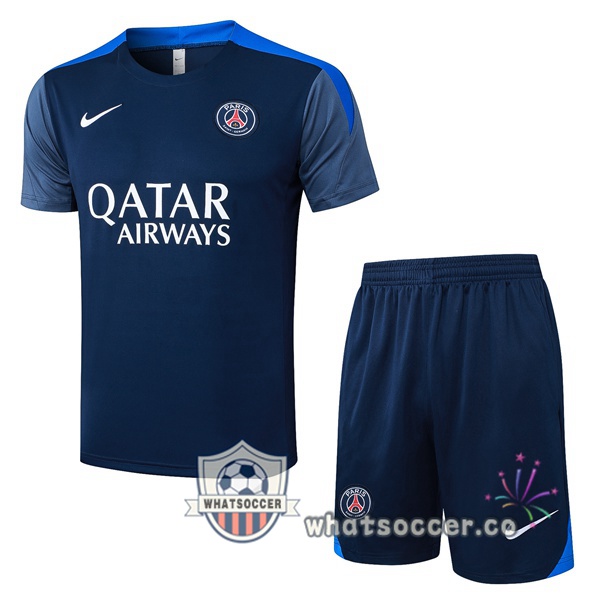 Paris PSG Training T-Shirts + Shorts Blue Royal 2025-2026