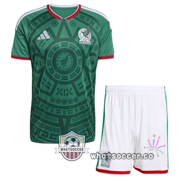 Mexico Kids Home Soccer Jerseys Green 2026-2027 Mexico Kids Home Soccer Jerseys Green 2026-2027