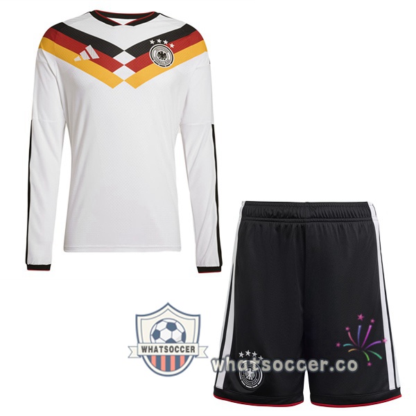 Germany Kids Home Soccer Jerseys Long Sleeve White 2026-2027 Germany Kids Home Soccer Jerseys Long Sleeve White 2026-2027