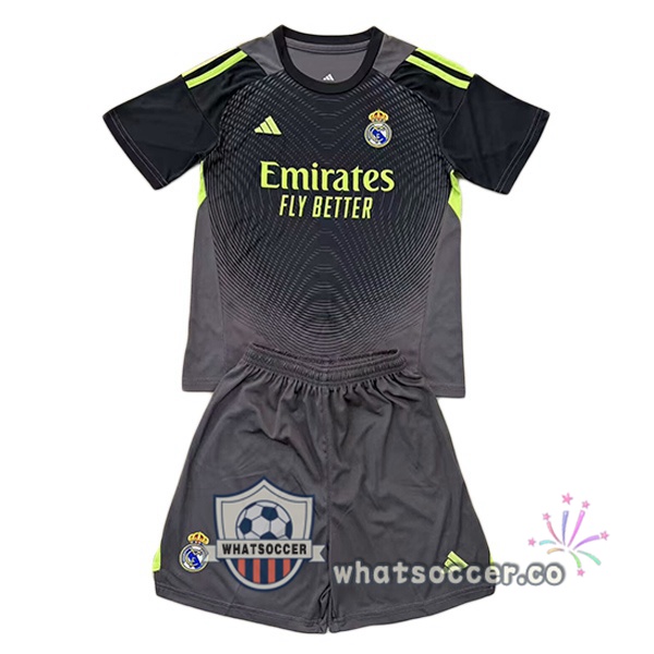 Real Madrid Kids Goalkeeper Soccer Jerseys Gray 2025-2026