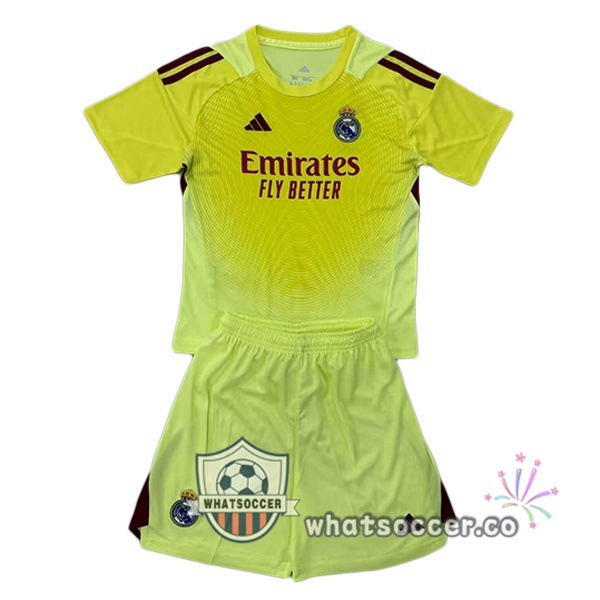 Real Madrid Kids Goalkeeper Soccer Jerseys Yellow 2025-2026