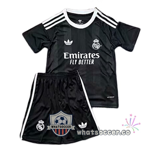 Real Madrid Kids Goalkeeper Soccer Jerseys Black 2025-2026