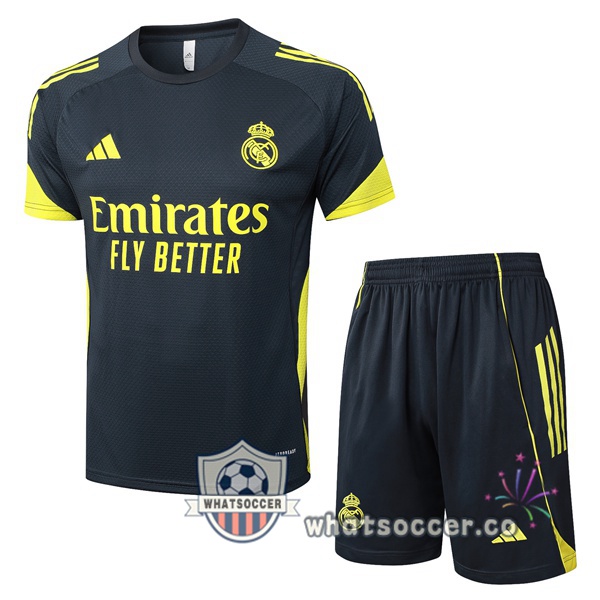Real Madrid Training T-Shirts + Shorts Gray 2025-2026 Real Madrid Training T-Shirts + Shorts Gray 2025-2026