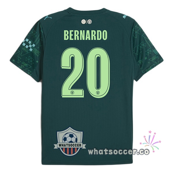 Manchester City (Bernardo Silva 20) Fourth Soccer Jerseys Green 2025-2026