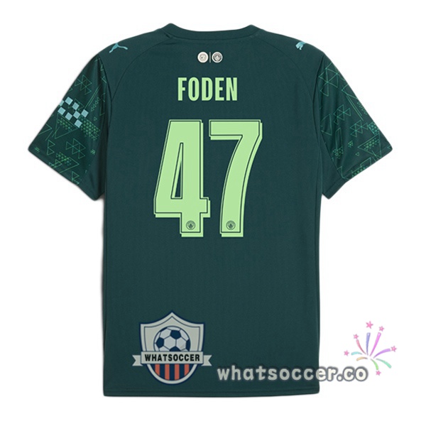 Manchester City (Phil Foden 47) Fourth Soccer Jerseys Green 2025-2026